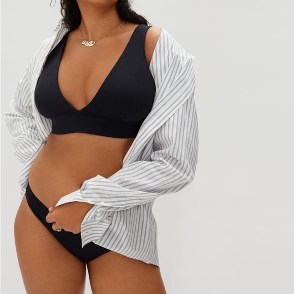 NWT EVERLANE THE BIKINI BOTTOM Renew Black Swimsuit Beach Full Coverage small - Picture 4 of 5